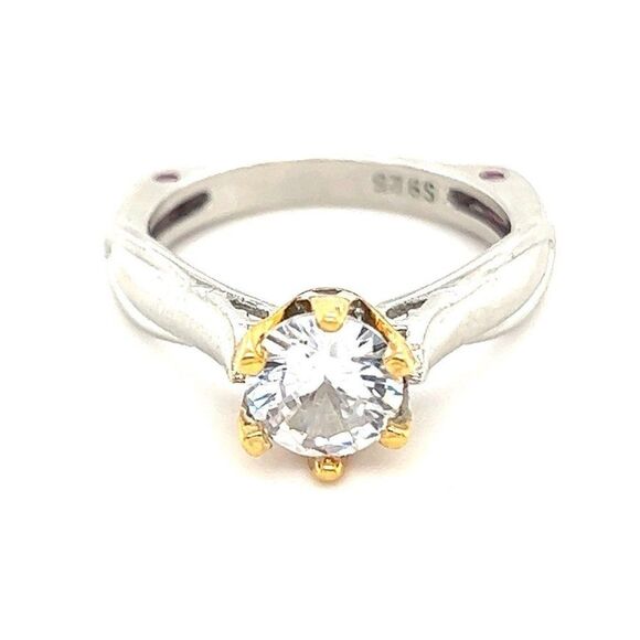 Two-Tone White/Pink Cz Ring  - Picture 1 of 7